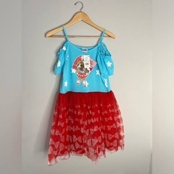 LOL Surprise Dress Tulle Girls Size XXL Plus (18) Red White and Blue Fourth - Picture 3 of 7